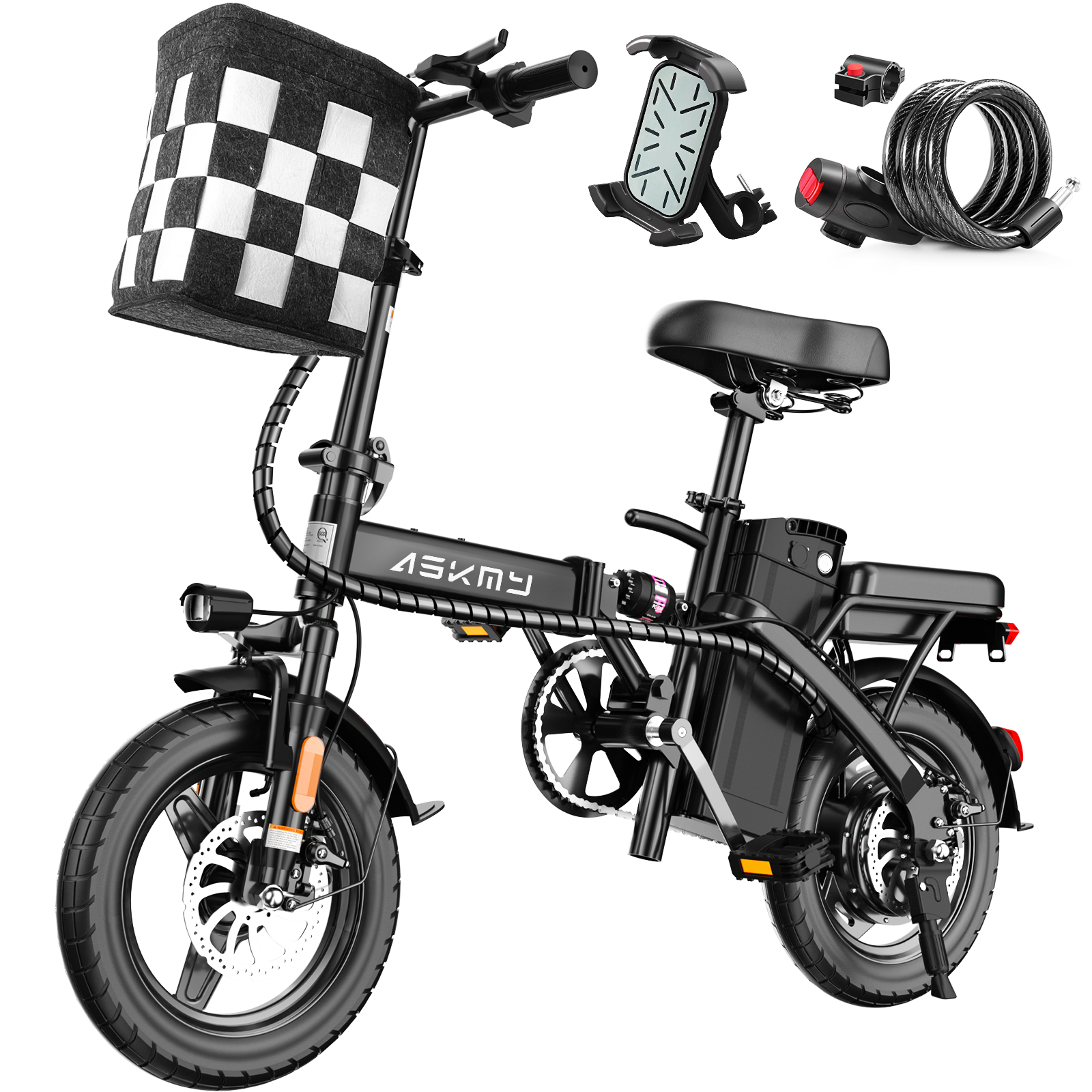 E14Pro Folding Electric Bicycle with 1000W Peak Motor, 20MPH Max Speed & 45 Miles Travel Distance
