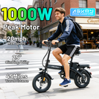 E14Pro 1000W Peak Motor Folding Electric Bike, 45 Miles Range 48V 20Ah Removable Battery Askmy good E bikes