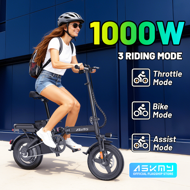 E14Pro Folding Electric Bicycle with 1000W Peak Motor, 20MPH Max Speed & 45 Miles Travel Distance