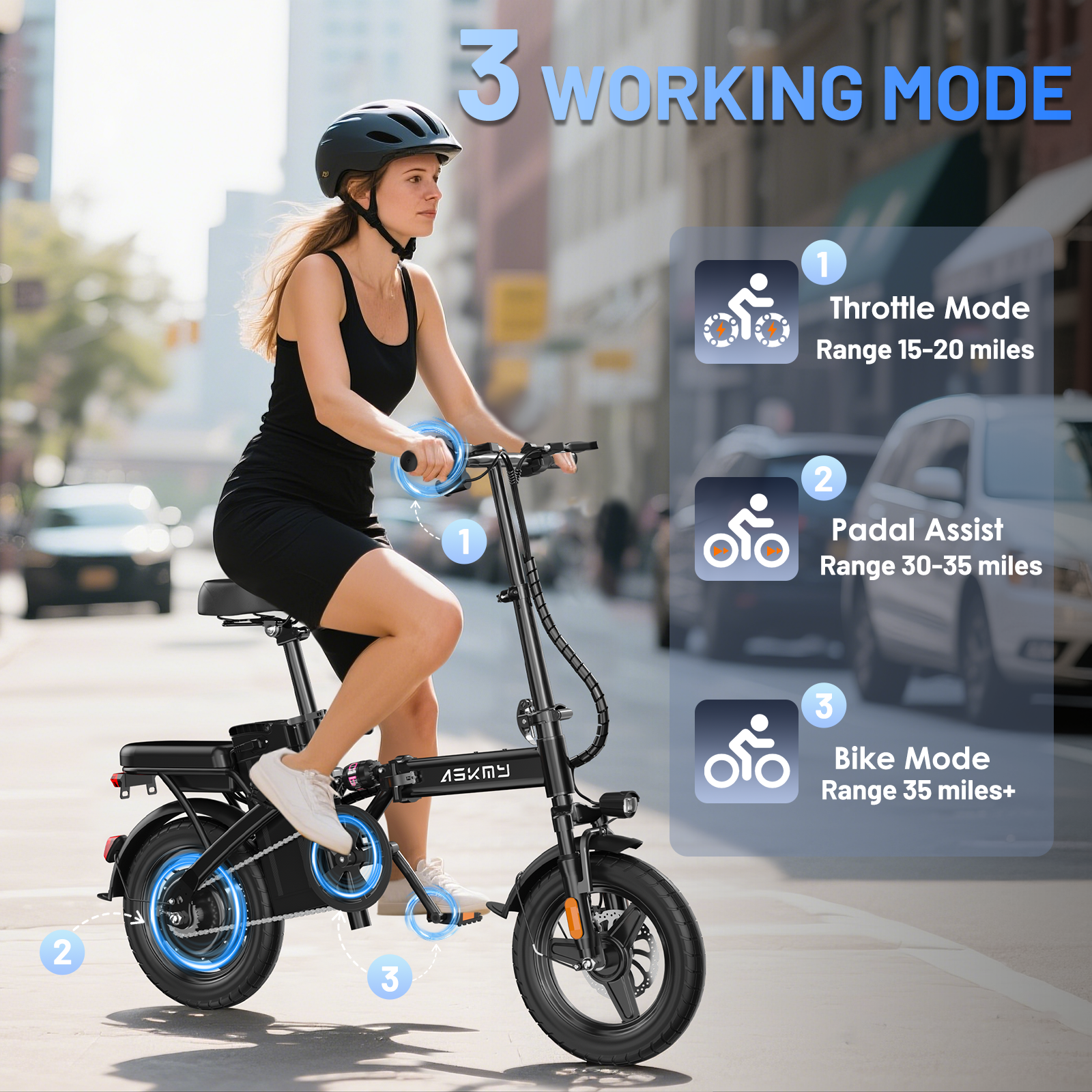 ASKMY E14 Electric Bicycles Foldable （48V 800W）