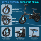 E14Pro 48V 20Ah Electric Bike, IP65 Waterproof, Dual Charging Options & Front Rear Disc Brakes Askmy good E bikes