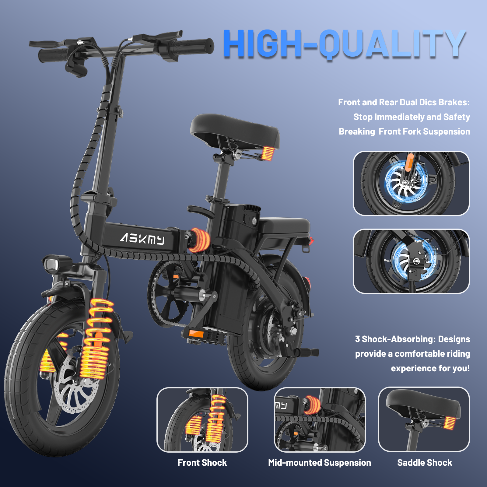 ASKMY E14 Electric Bicycles Foldable （48V 800W）