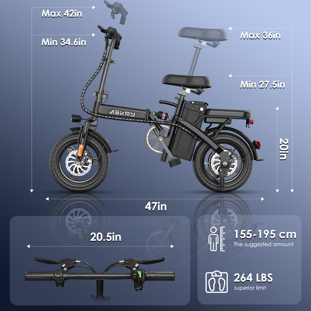 ASKMY E14 Electric Bicycles Foldable （48V 800W）