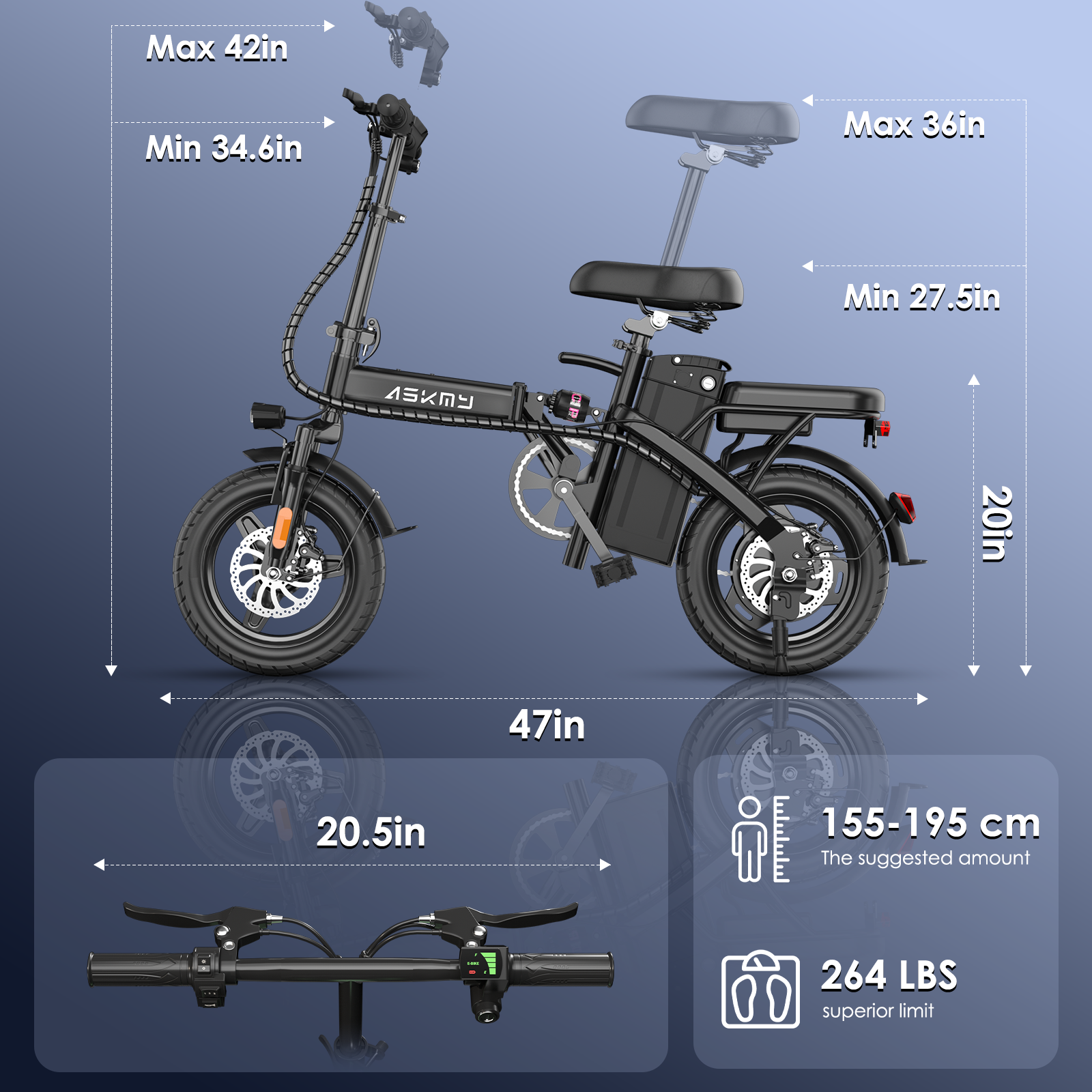 ASKMY E14 Electric Bicycles Foldable （48V 800W）