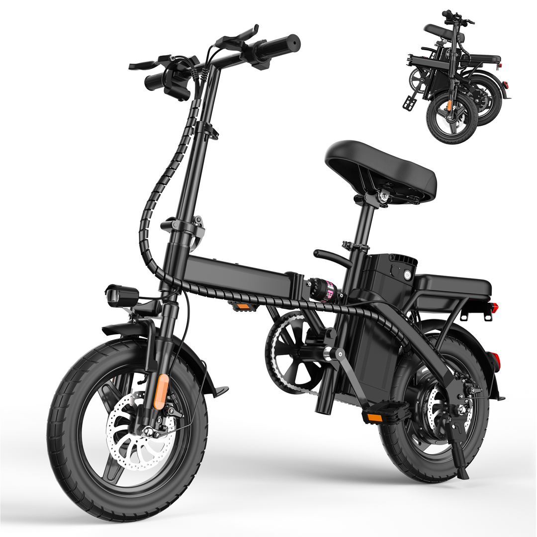 E14 48V Folding E-Bike: 800W Peak Motor, 14" Tubeless Tires, LED Display