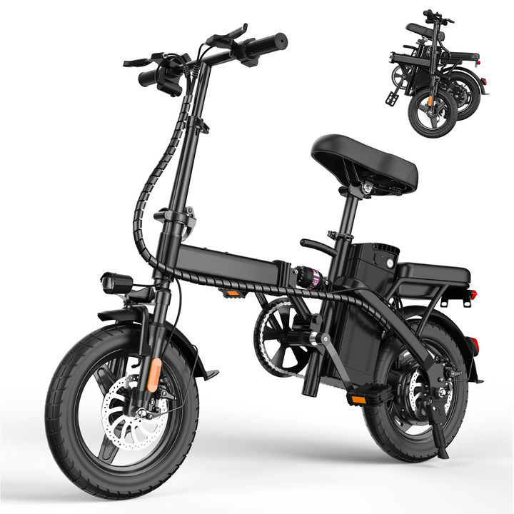 E14 48V Folding E-Bike: 800W Peak Motor, 14" Tubeless Tires, LED Display