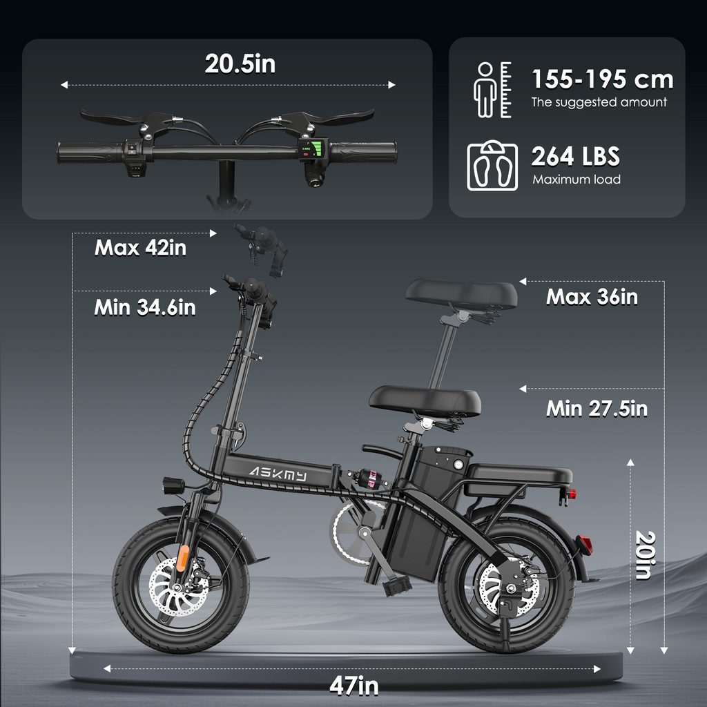 Folding E14Pro Electric Bike 1000W Peak Motor, 25° Climbing Ability, Puncture-Resistant Tires