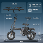 E14Pro Folding Electric Bicycle with 1000W Peak Motor, 20MPH Max Speed & 45 Miles Travel Distance Askmy good E bikes