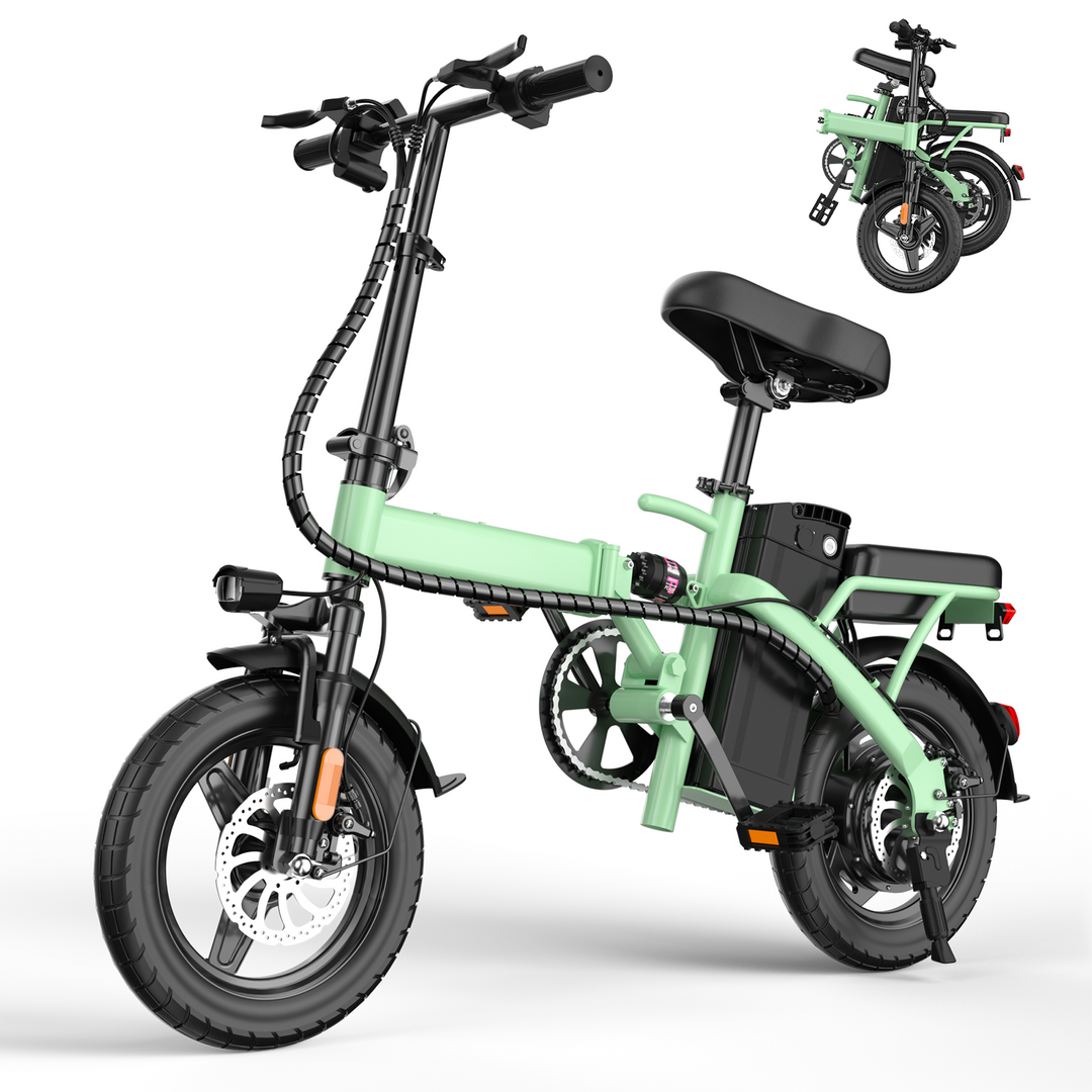 E14 48V Folding E-Bike: 800W Peak Motor, 14" Tubeless Tires, LED Display