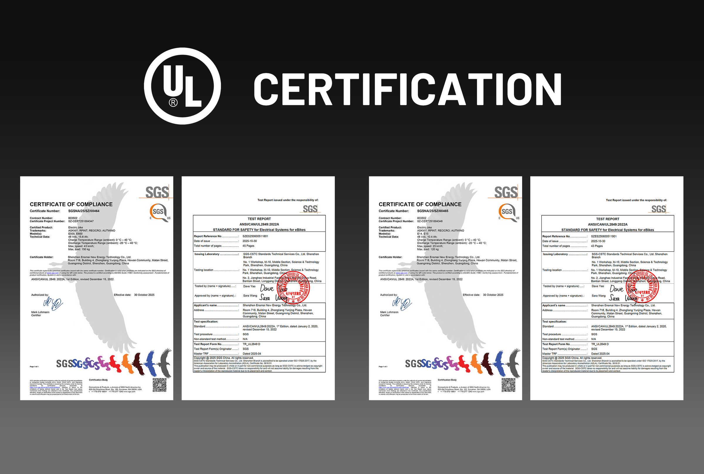 UL 2849 & 2271 Certified