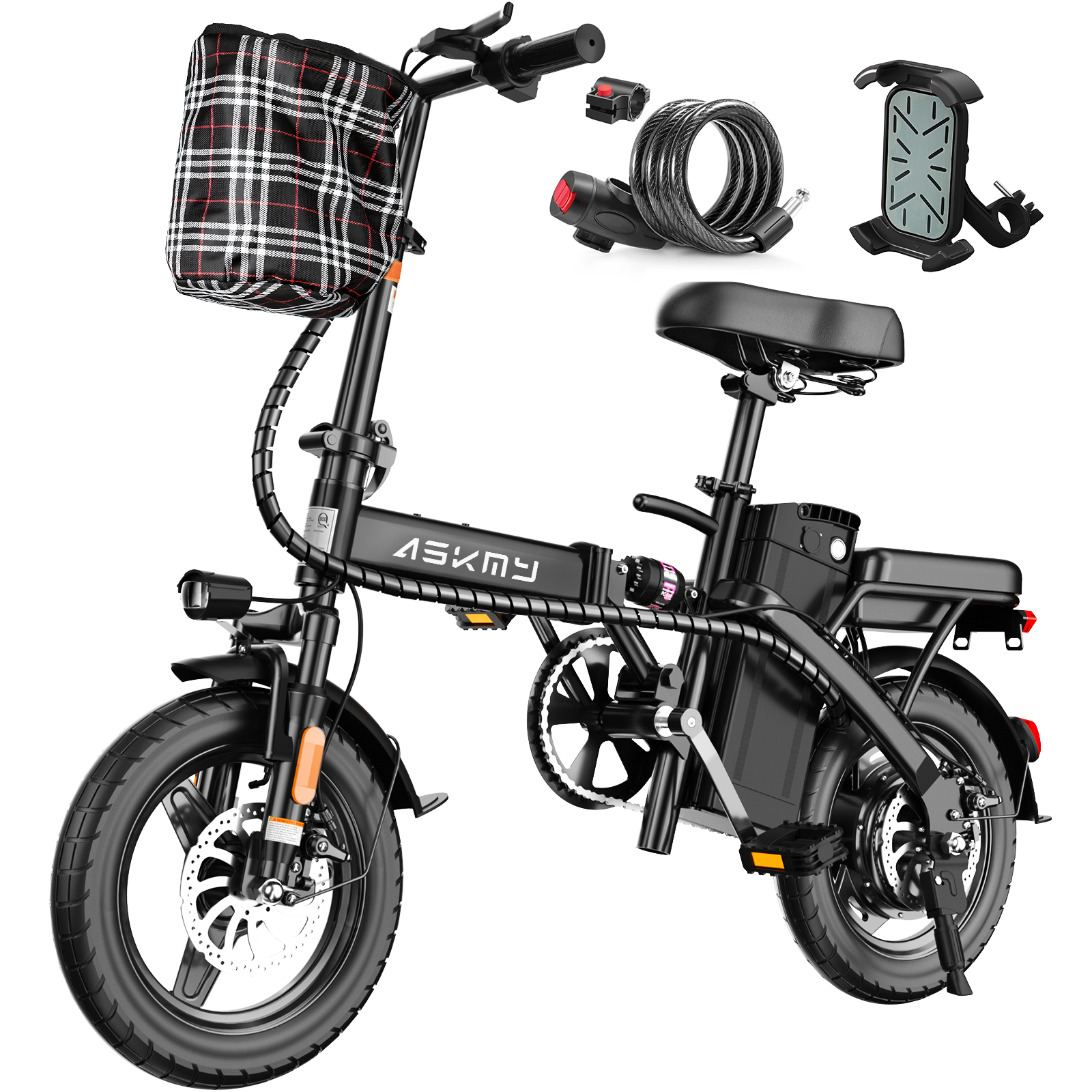 Foldable Electric Bike of E14: 800W Peak Motor 14" Tubeless Tires Askmy good E bikes