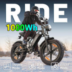 ASKMY E500 All-Terrain E-Bike: 1000Wh Battery, 20" Fat Tires, 7-Speed, for Adults