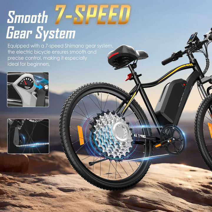 48V 350W Electric Bicycles - E26 Model with 26MPH Speed, 28-Mile Range & Front Suspension