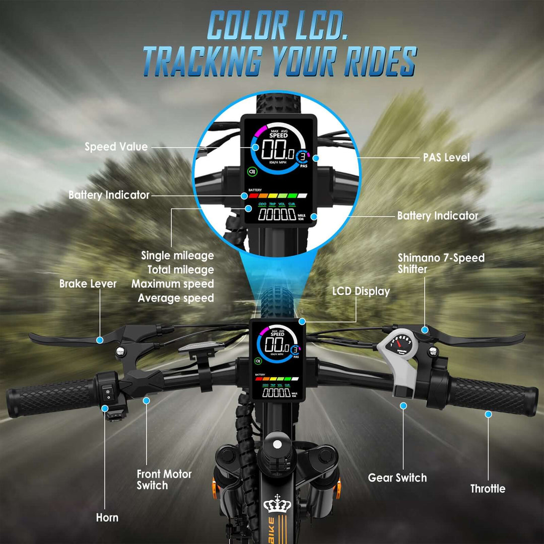 48V 350W Electric Bicycles - E26 Model with 26MPH Speed, 28-Mile Range & Front Suspension