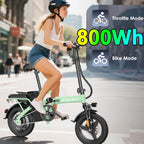 E14 48V Folding E-Bike: 800W Peak Motor, 14" Tubeless Tires, LED Display