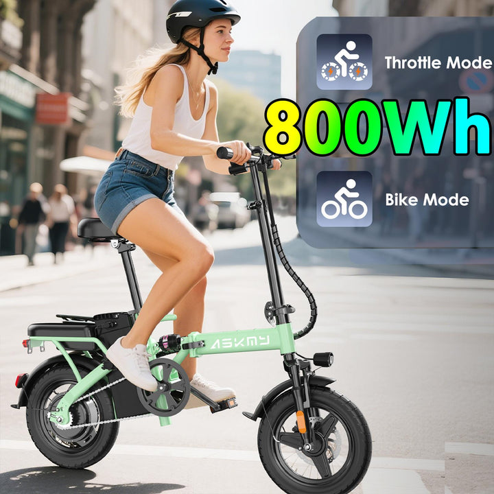 E14 48V Folding E-Bike: 800W Peak Motor, 14" Tubeless Tires, LED Display