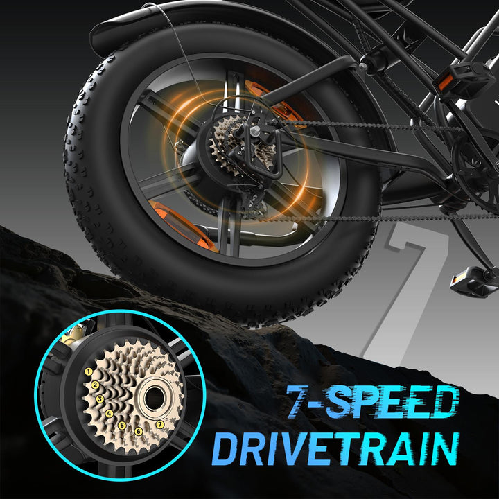 Powerful Fat Tire Electric Bike: 1000W Peak Motor, 38MPH, 1000Wh Long Range