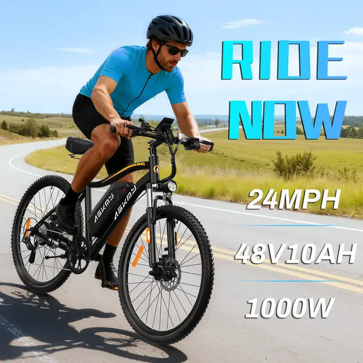 48V 350W Electric Bicycle - E26 Model with 26MPH Speed, 28-Mile Range & Front Suspension