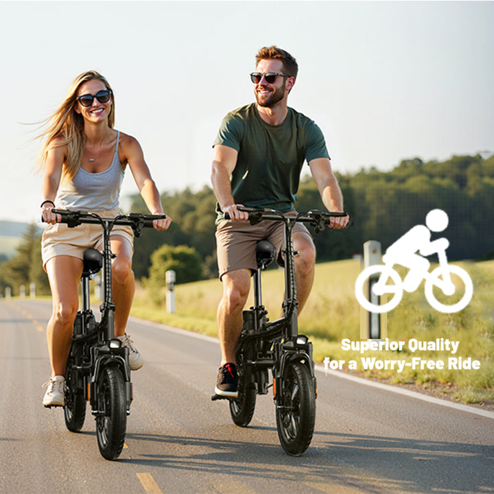 E14 48V Folding E-Bike: 800W Peak Motor, 14" Tubeless Tires, LED Display