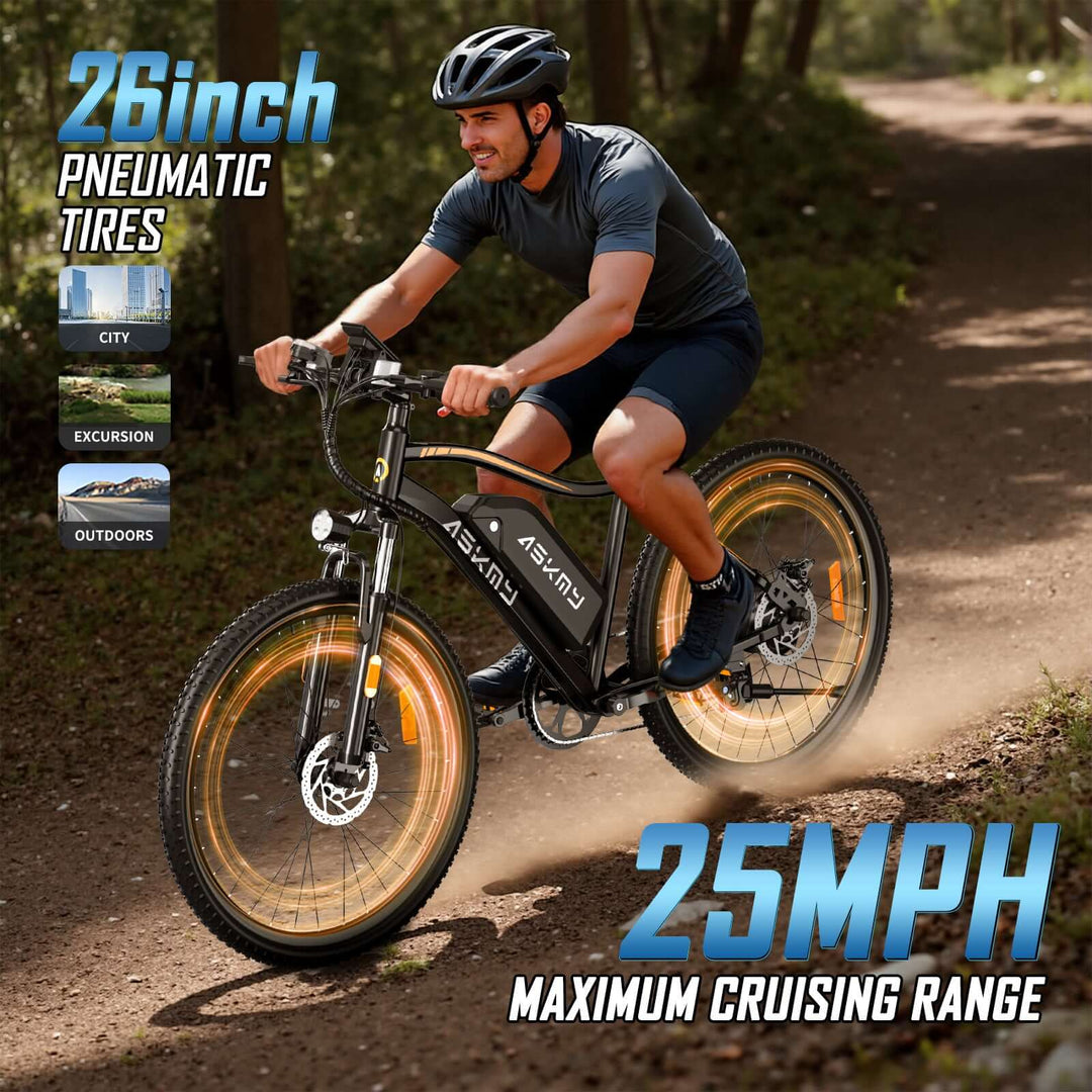 E26 White Electric Bike - 48V 350W Motor, 28-Mile Range, 26MPH, Shimano 7-Speed, LCD Display