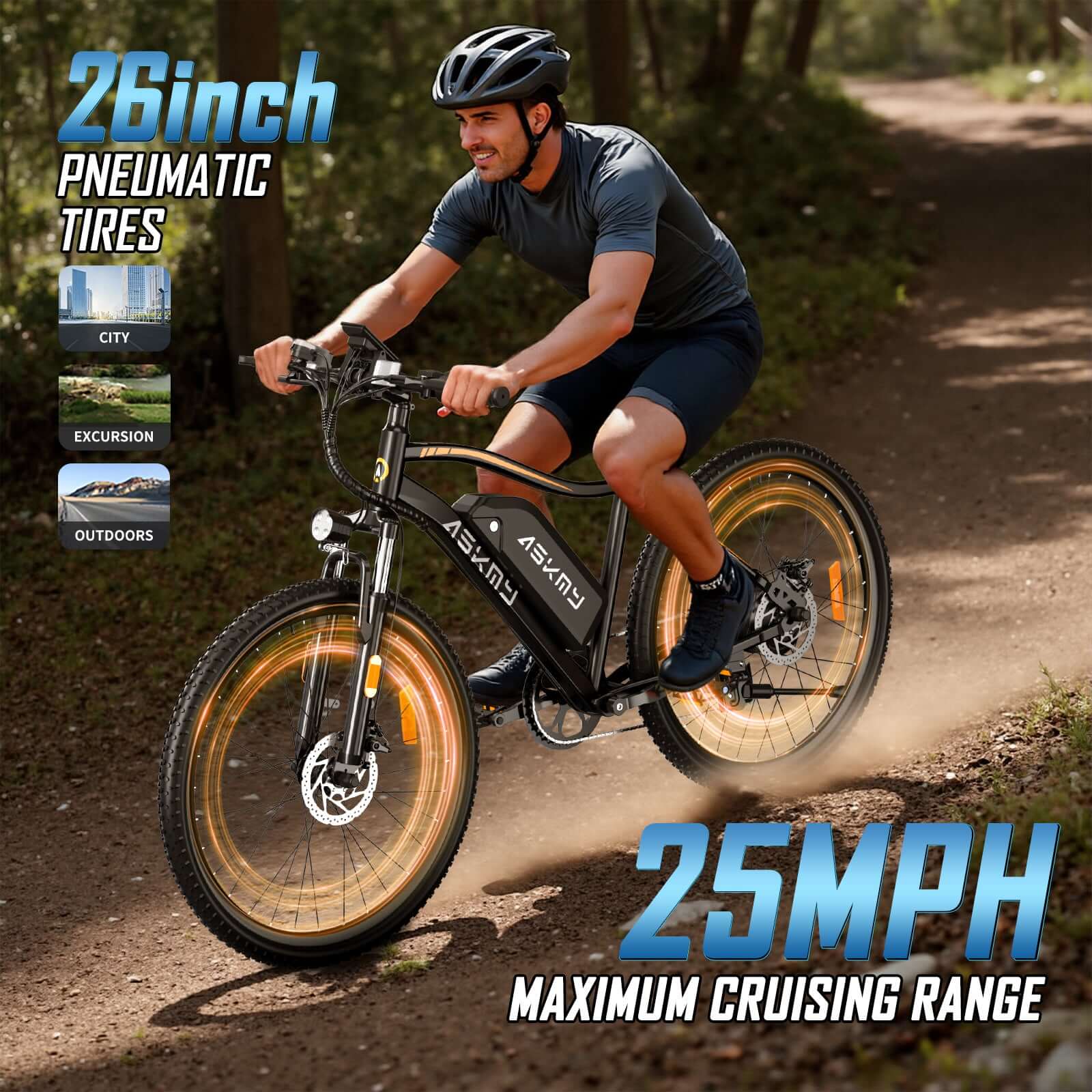 E26 White Electric Bike - 48V 350W Motor, 28-Mile Range, 26MPH, Shimano 7-Speed, LCD Display