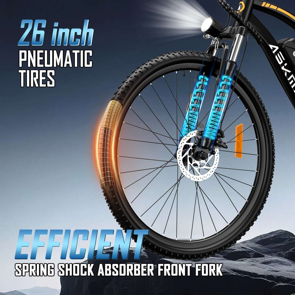 E26 White Electric Bike - 48V 350W Motor, 28-Mile Range, 26MPH, Shimano 7-Speed, LCD Display