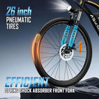 E26 White Electric Bike - 48V 350W Motor, 28-Mile Range, 26MPH, Shimano 7-Speed, LCD Display
