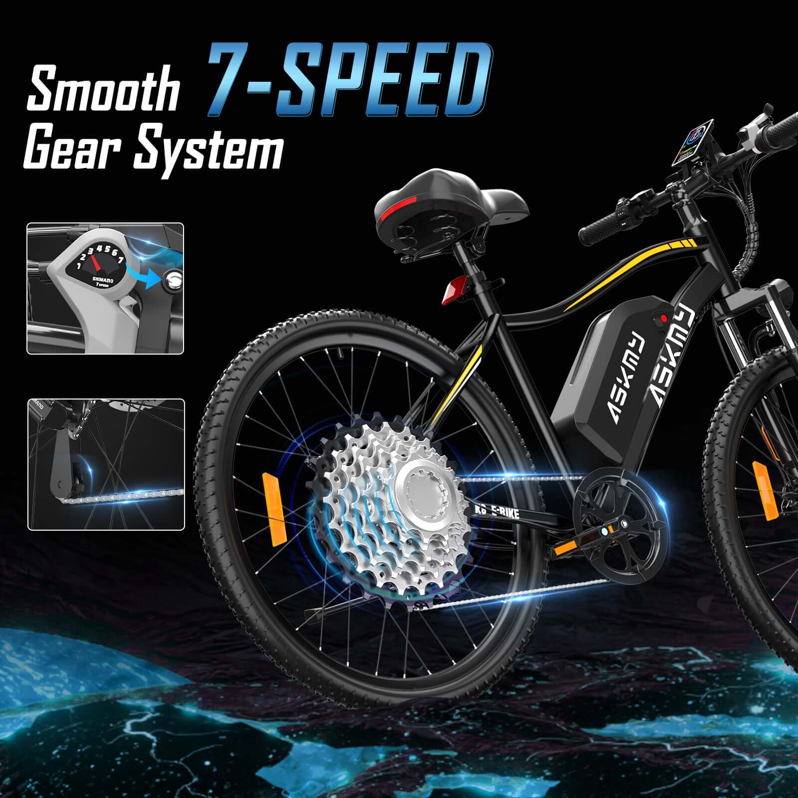 E26 White Electric Bike - 48V 350W Motor, 28-Mile Range, 26MPH, Shimano 7-Speed, LCD Display