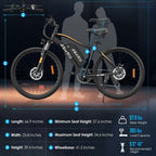 E26 White Electric Bike - 48V 350W Motor, 28-Mile Range, 26MPH, Shimano 7-Speed, LCD Display