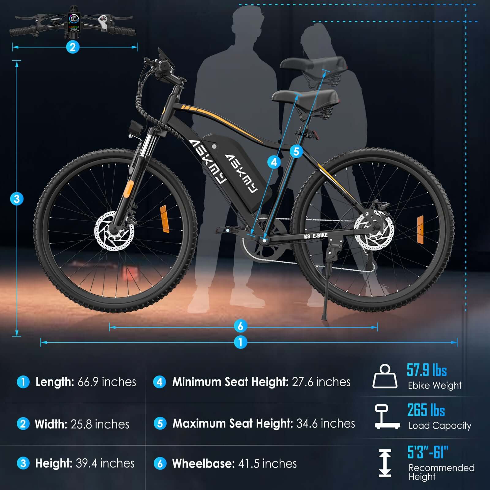 E26 White Electric Bike - 48V 350W Motor, 28-Mile Range, 26MPH, Shimano 7-Speed, LCD Display