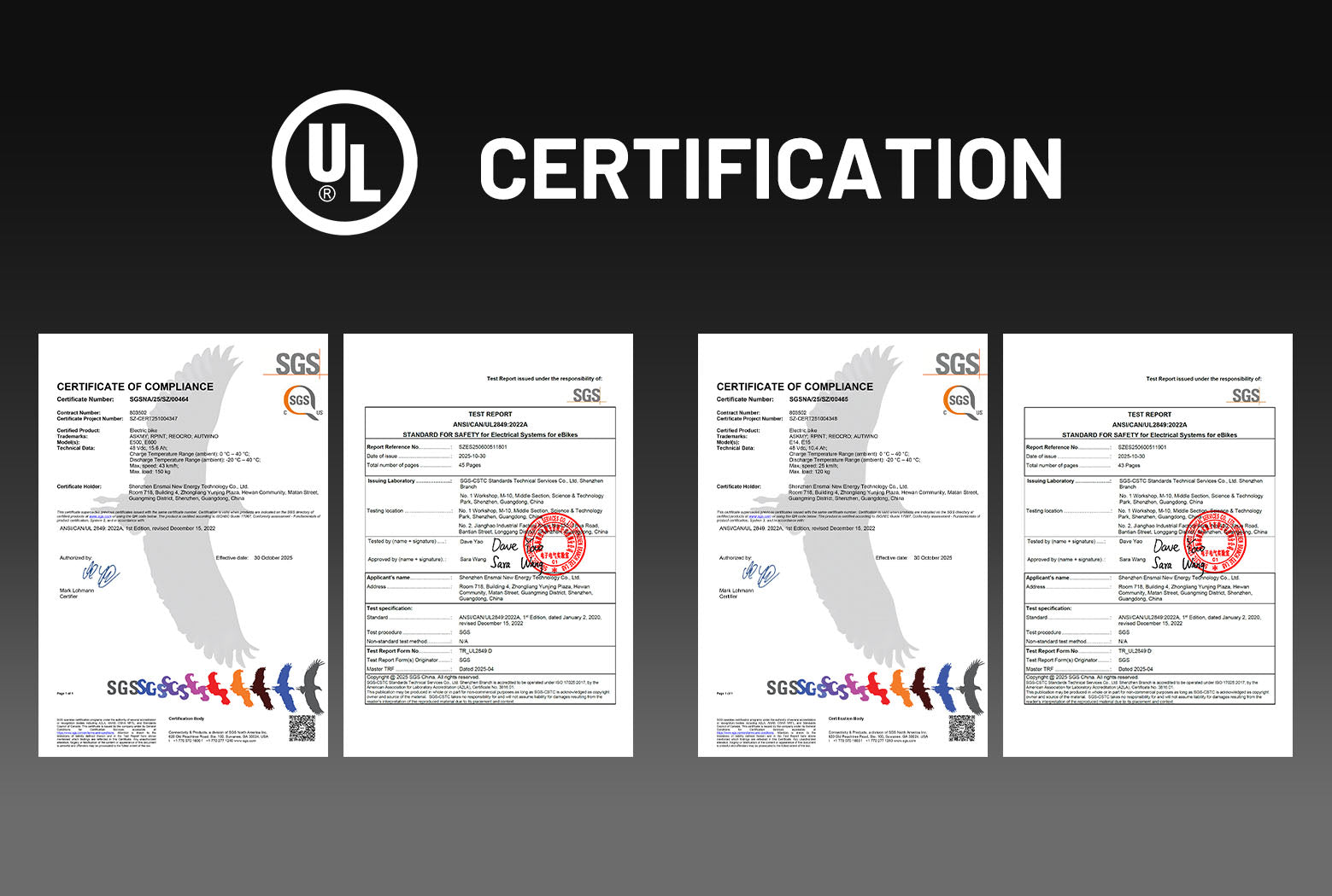 UL 2849 & 2271 Certified