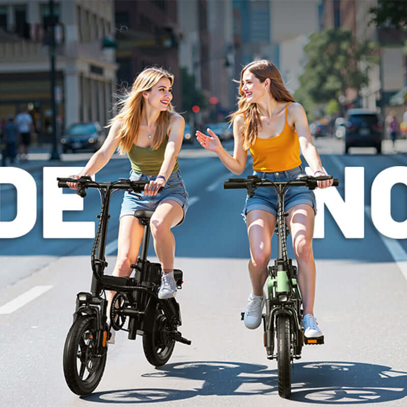 E14 48V Folding E-Bike: 800W Peak Motor, 14" Tubeless Tires, LED Display