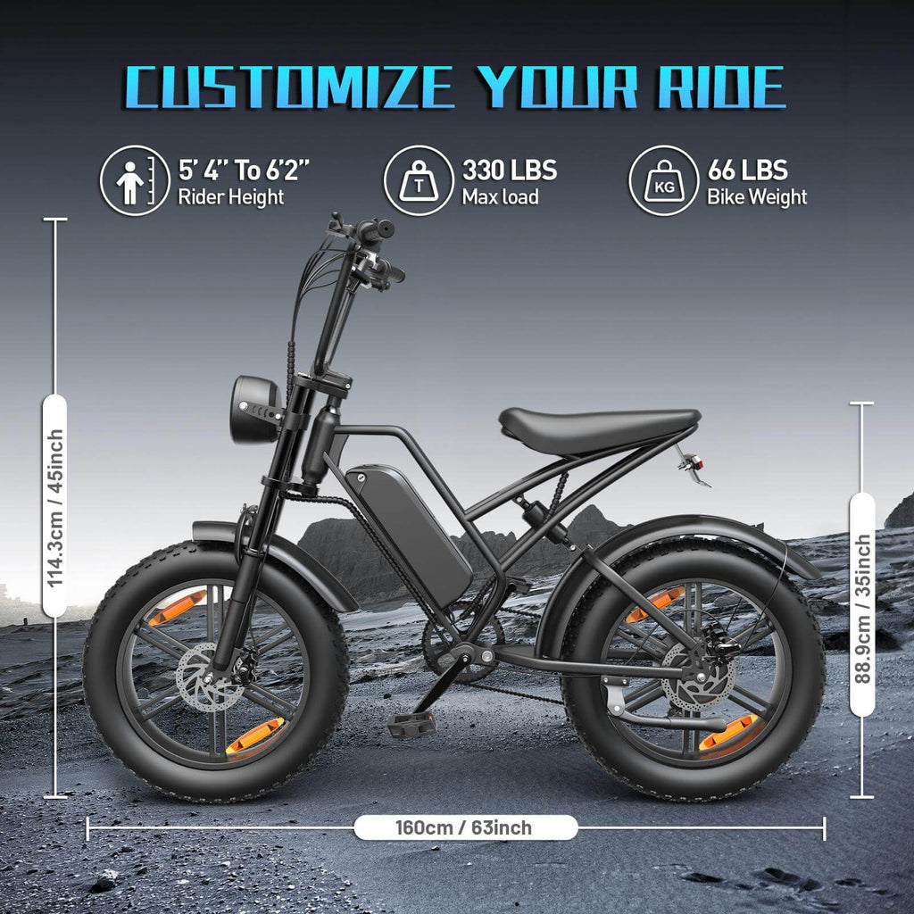 ASKMY E500 All-Terrain E-Bike: 1000Wh Battery, 20" Fat Tires, 7-Speed, for Adults